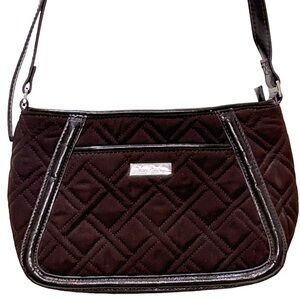 Vera Bradley Crossbody Handbag Espresso Brown Trapeze Microfiber Quilted RETIRED
